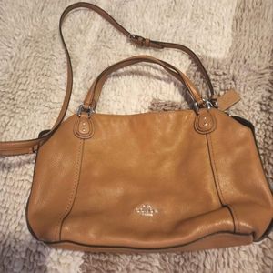 Coach Pebbled Camel Leather Shoulder Bag